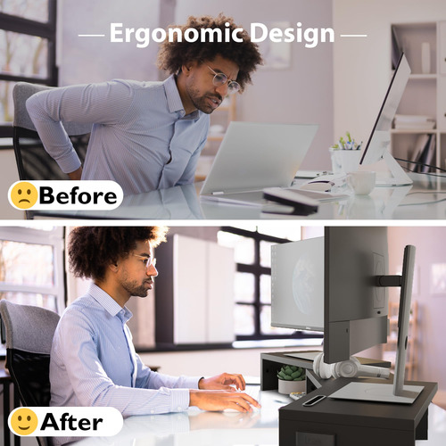 Soporte Elevador De Monitor Doble Con Soporte Ajustable
