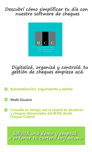 Software Cheque Control: Tu Gestión De Cheques Promo X 1 Mes