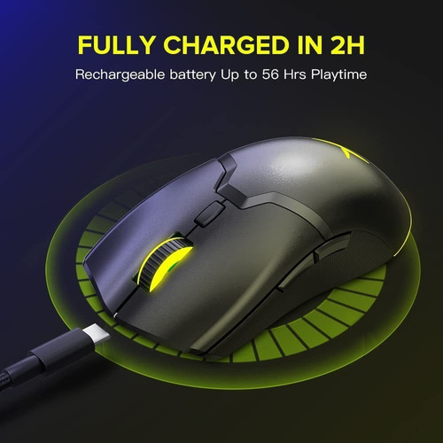 Mouse Gamer Sem Fio Recarregável 6 Botões Dpi 19000