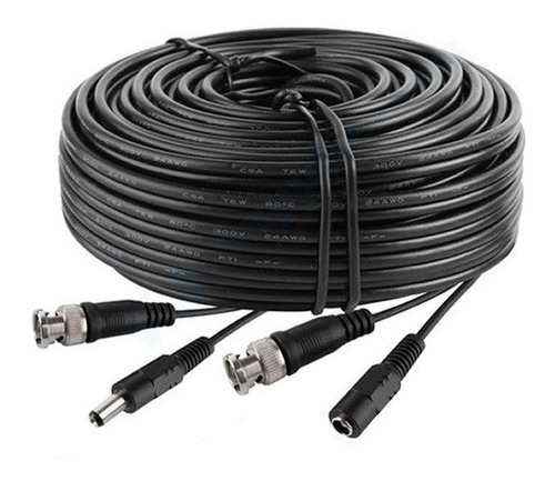 Rollo De Cable  Bnc Y Plug Alimentacion Cctv 20 Metros