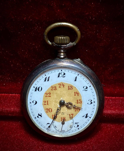 Antiguo Reloj Se Bolsillo Plata 0.800 Remontour 10 Rubis (Usado)
