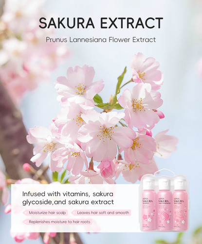 Ml Set De 3 Piezas For Baño Y Cabello Sakura