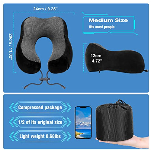 Almohada De Cuello De Viaje De Espuma Viscoelástica Pu...
