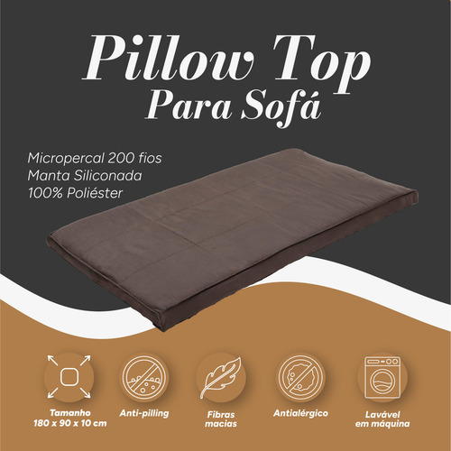 Pillow Top Para Sofá Retrátil 200 Fios 180x90x10cm Altihaus Cor Marrom