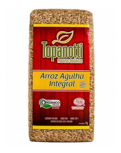 Imagem 1 de 1 de Arroz Agulha Integral Orgânico Topanotti 1kg Kit Com 5un.
