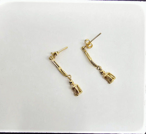 Aretes De Oro Amarillo 14k Esmeraldas Con Diamantes (Usado)