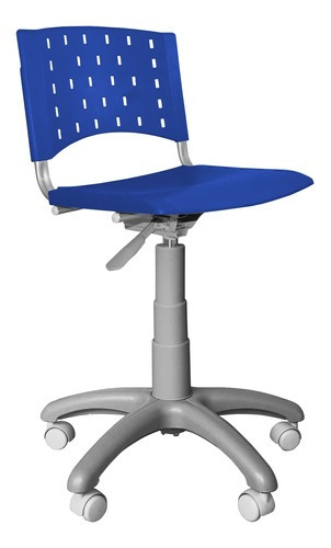 Cadeira Giratória Plástica Azul Base Cinza - Ultra Móveis Material do estofamento Plástico