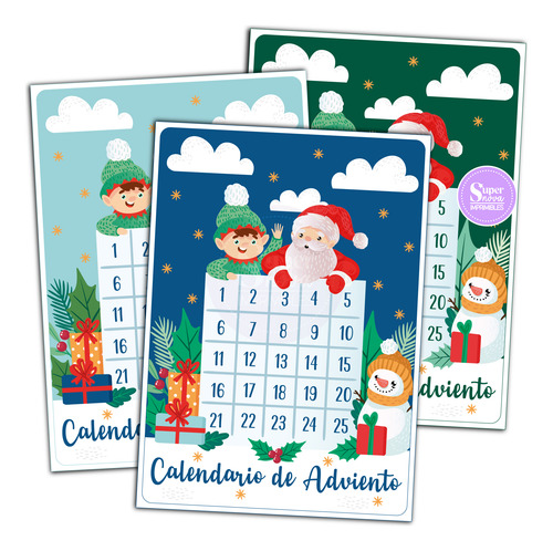 Kit Imprimible Calendarios De Adviento Navidad Navideño Pdf