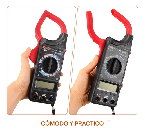 Multímetro Digital Profesional Dt266-8 Medidor Corriente Mano Rojosin Batería