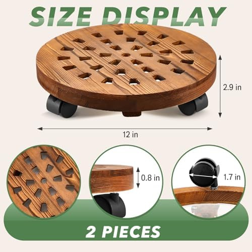 2 Macetas De Madera Rodantes Con Ruedas De 12 Pulgadas, Sopo
