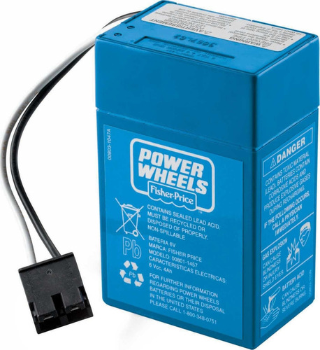 Power Wheels, Batería De Repuesto Recargable De 6 voltios.