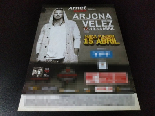 (pd423) Publicidad Clipping Ricardo Arjona Velez * 2012