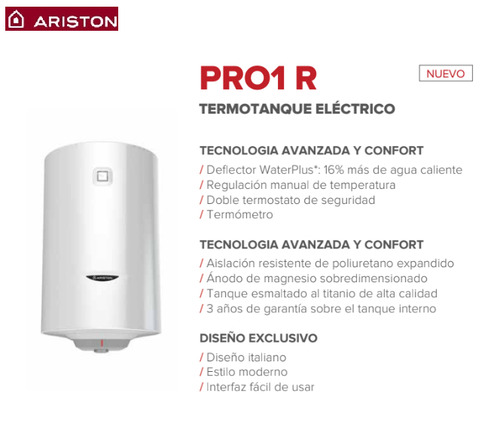 Imagen 2 de 6 de Termotanque eléctrico Ariston Pro 1 R 50 V blanco 50L 220V