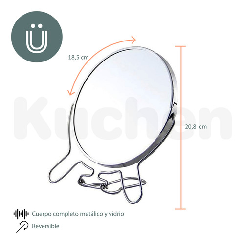 Imagen 2 de 10 de Espejo Grande Reversible Tocador Baño Escritorio