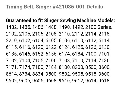 Imagen 4 de 4 de Correa De Tiempo # 421035- 001 Y #170xl Maquina Singer