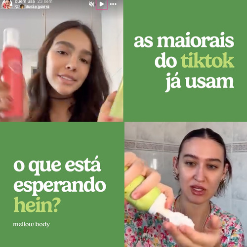 Kit 3 Mellow Mousse, Sabonete Corporal Hidratante Cremoso Maçã Verde