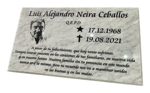 Placa Memorial De Mármol 60x35 Cm, Grabada