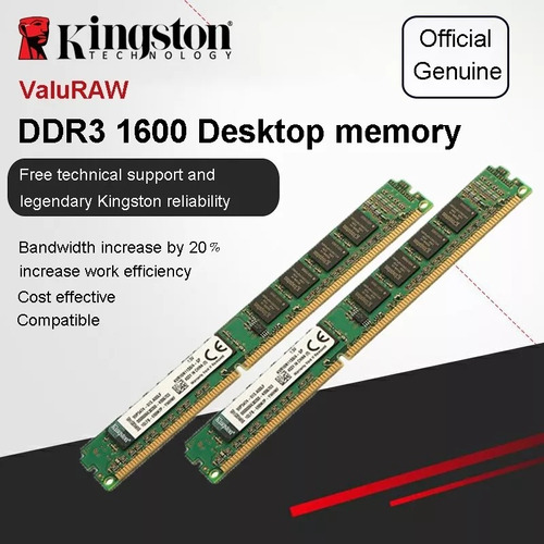 Imagen 2 de 10 de Kingston Memoria Ram Ddr3 8gb 1600mhz Computadora Intel Amd