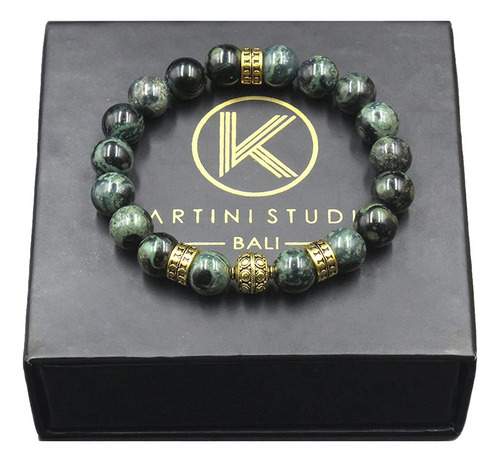 Pulsera De Jade Y Oro, Pulsera De Jade Verde Oscuro Y P...