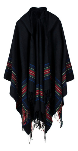 New Women Knitted Poncho Cape Sweatshirt Large Stripe