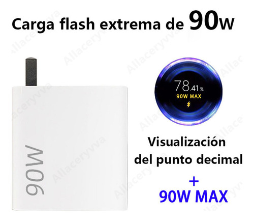 Allaceryvva® 90w Cargador Turbo Rapida 6a Type C para Xiaomi/Poco/Redmi Para Poco X7 Pro/Poco F6 5G Charger de 90 W/67 W/45 W/33 W/18 W