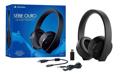 Fone Headset Sem Fio Wireless Serie Ouro Preto Para Ps4 Sony