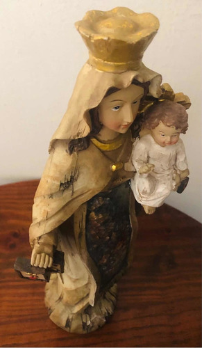 Imagem 6 de 8 de Nossa Senhora Do Carmo Resina Rústica 31cm