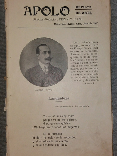 Revista De Arte Apolo Montevideo Julio 1907 Ilustrada 