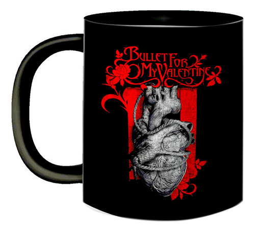 Caneca Preta Porcelana Bullet For My Valentine Rock Band Fã