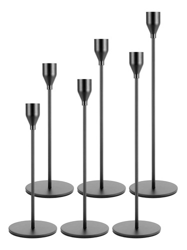 Rozrety Candelabro Negro Para Vela Conica Color Juego 6