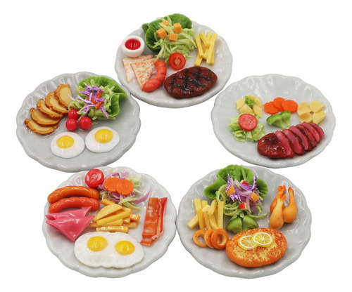 Set Surtido 5 Piezas De Comida Mini Para Casa De Muñecas