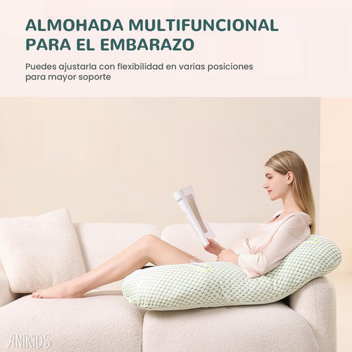 4 En 1 Cojin Lactancia Maternal Almohada Embarazo Multiusos Verde Claro Set Almohada Embarazada Multiusos