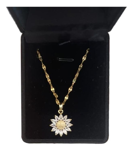 Collar Girasol Para Mujer Dijes Cadena Chapado en oro 18k mujeres dama con Piedras De Zirconia Brillante