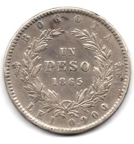 1 Peso 1865 Bogotá Estados Unidos De Colombia