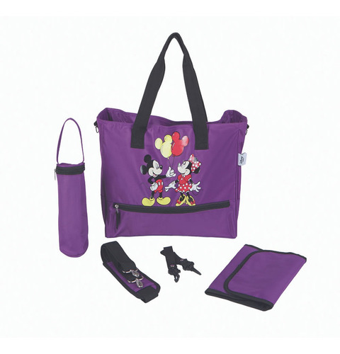 Bolso Maternal Con Cambiador Violeta Mickey Minnie Disney