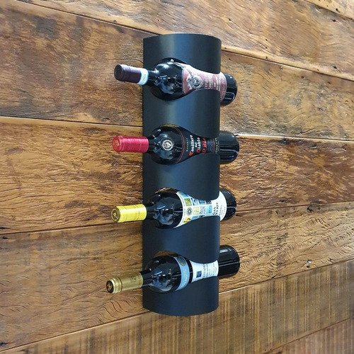 Imagem 2 de 9 de Adega Vertical Mesa Parede Suporte 4 Garrafas Vinho De Metal