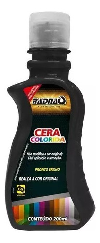 5 Cera Colorida Auto Brilho Preta 200ml Radnaq           