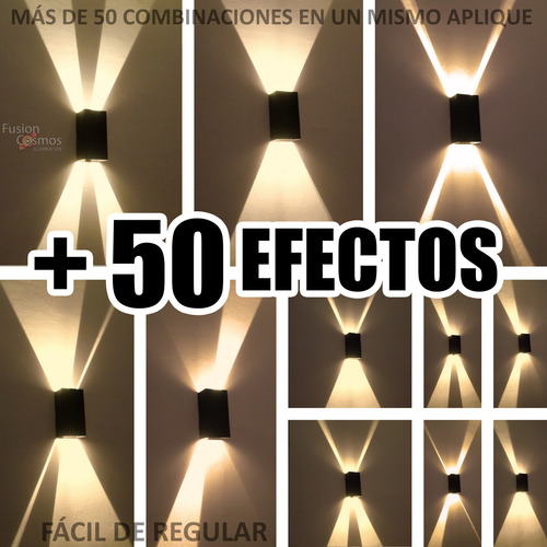 Imagen 1 de 10 de Aplique Pared Interior Luz Transformable En Más De 50 Efecto Luces Difusor Moderno Hierro Bidireccional Spot Apto Led