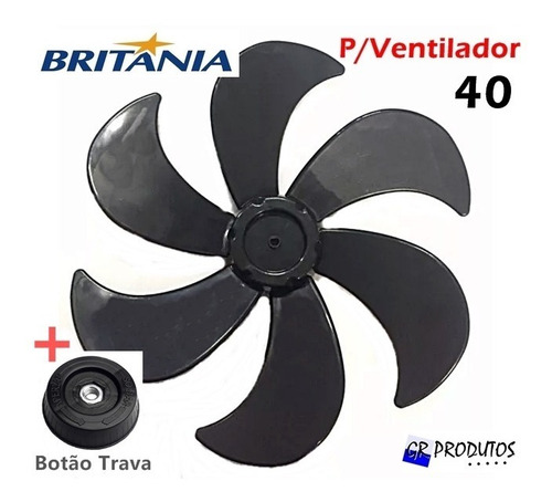 Hélice + Trava 40cm 6 Pás Ventil Britânia Philco Preto Origi