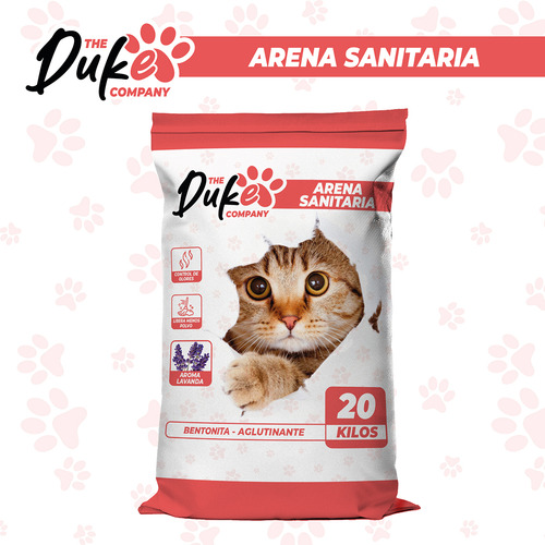 Arena Para Gato 20 Kilos Duke Bentonita Aglutinante Lavanda