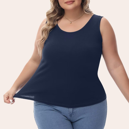 Playera Sin Mangas De Algodón Para Mujer, Talla Grande,