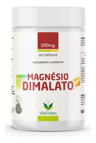 Magnésio Dimalato P/ Câimbras E Osteoporose 60 Cápsulas