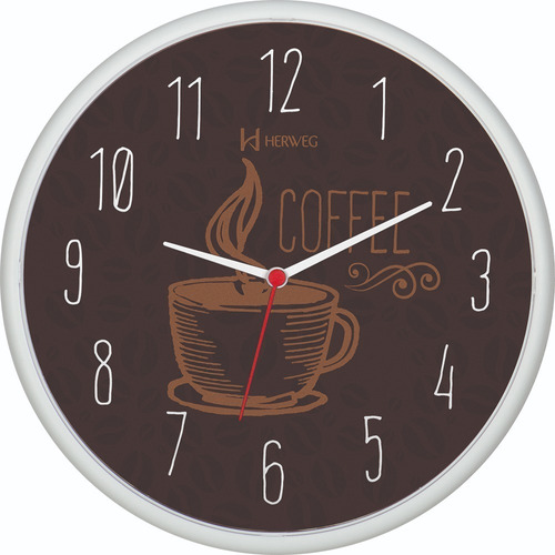 Relógio Parede Moderno Café 26cm Cozinha Herweg 660014