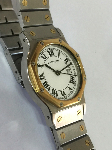 Elegante Cartier Santos Octagon 30mm Aço-ouro 18k Ref.: 2966