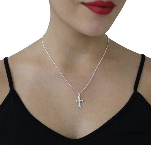 Imagen 7 de 10 de Dije Cruz Lisa De Plata .925 Agálea Joyería