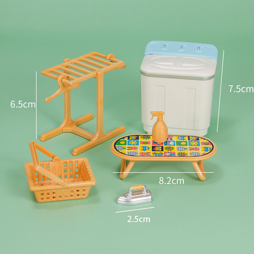 Kit De Lavadora En Miniatura Para Casa De Muñecas, Juego De