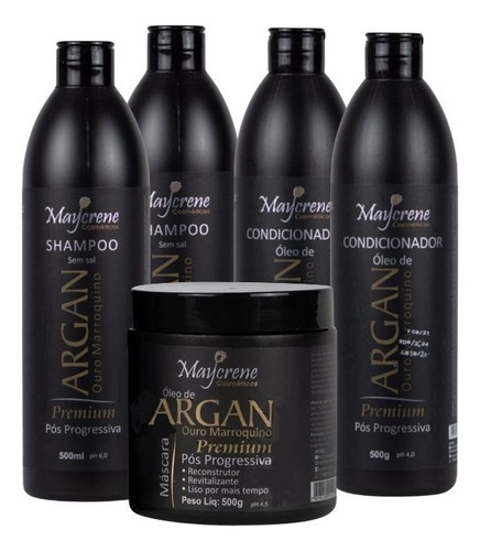 Kit Maycrene Óleo De Argan Premium (2 Shamp, 2 Cond, 1 Másc)