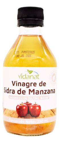 Vinagre De Sidra De Manzana Orgánico Madre Vidanat 250 Ml