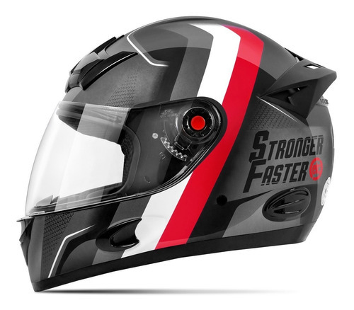 Capacete Para Moto Integral Etceter Stronger Faster Cor Cinza/Vermelho Tamanho do capacete 62