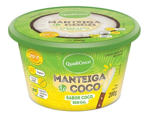 Manteiga De Coco Sem Sal Sabor Coco 200g - Qualicôco